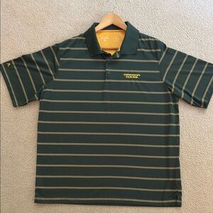 University of Oregon Ducks Golf Men’s Antigua Green and Yellow Striped Polo XL